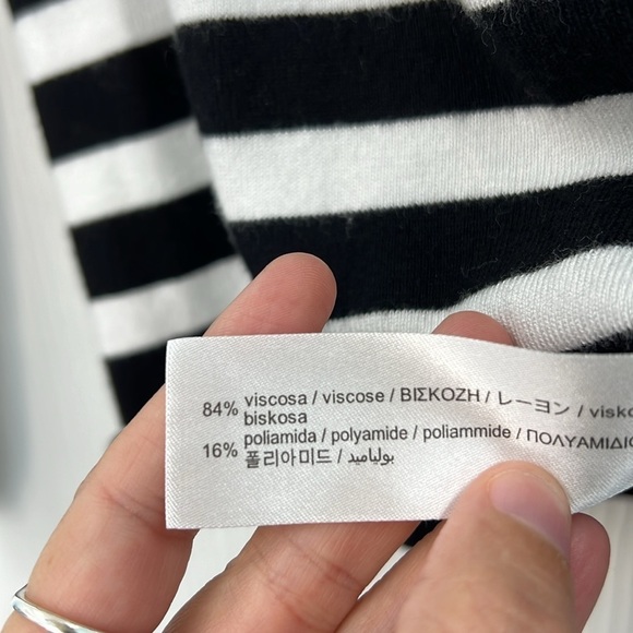 Zara - Black And White Stripe Soft Turtleneck Lightweight Sweater Size Large - Picture 9 of 10